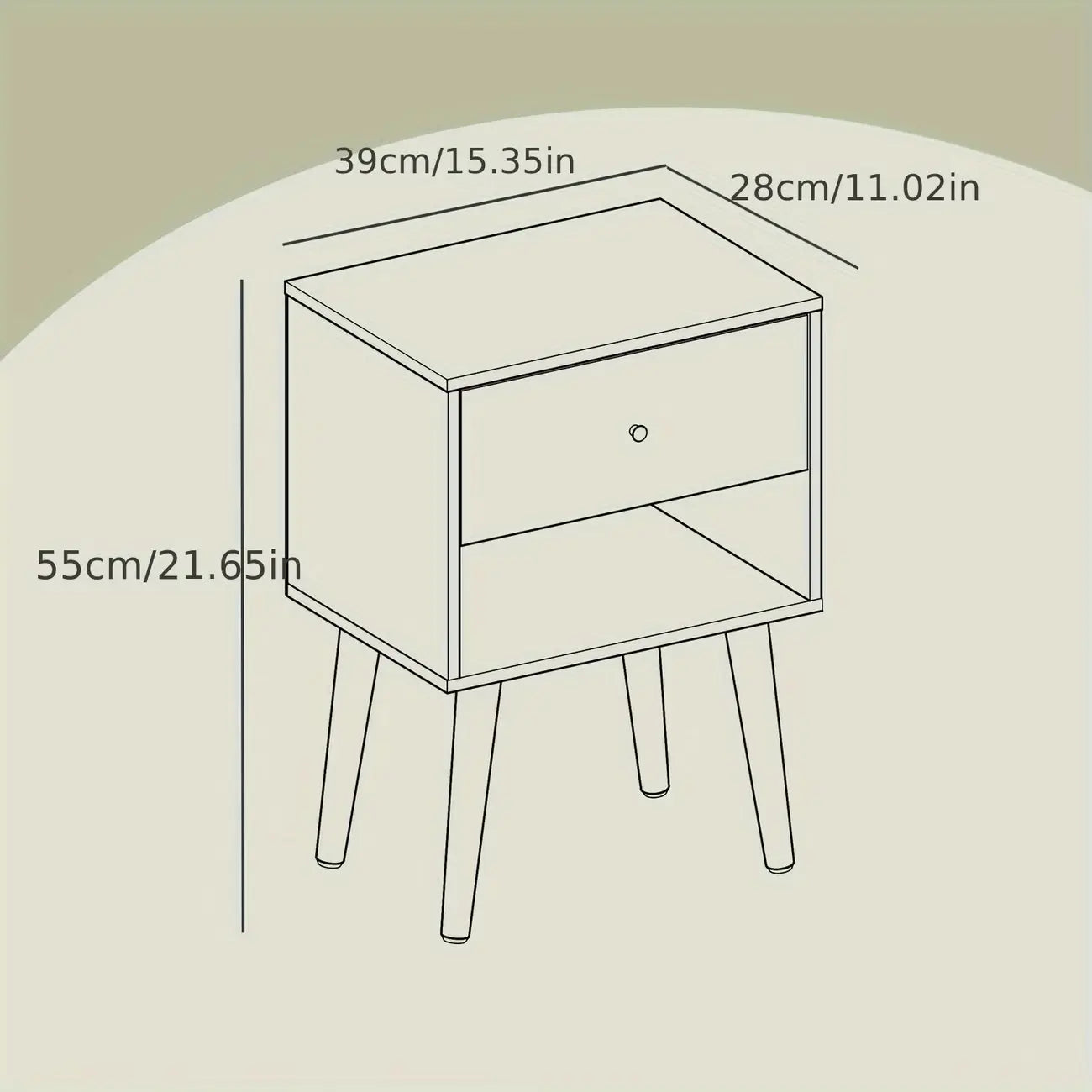 Table de chevet scandinave en bois massif blanc