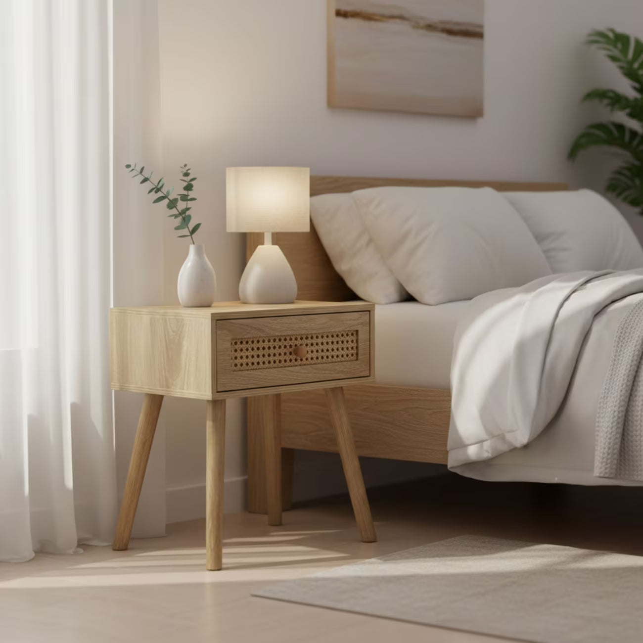 Table de Chevet Rotin Style Nordique