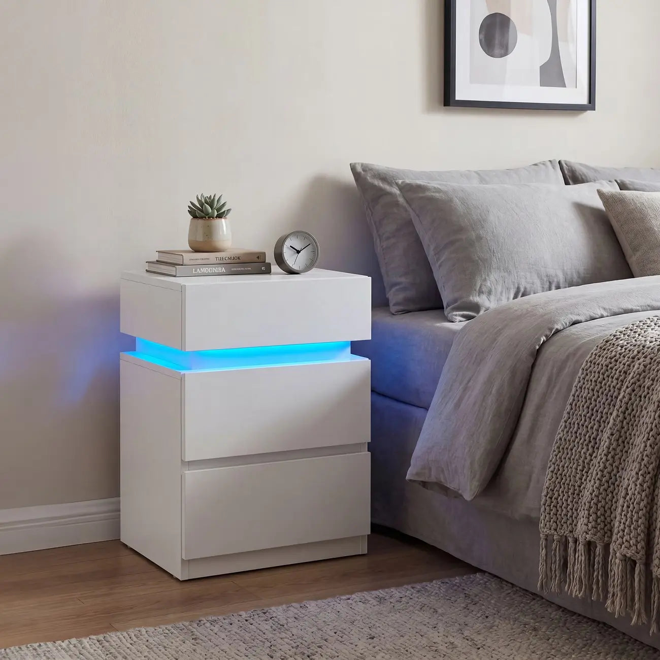 Table de chevet blanche moderne LED