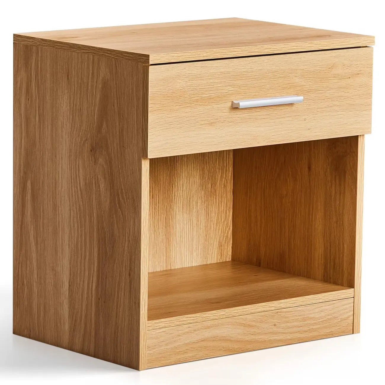 Table de chevet moderne en bois clair à 1 tiroir avec rangement