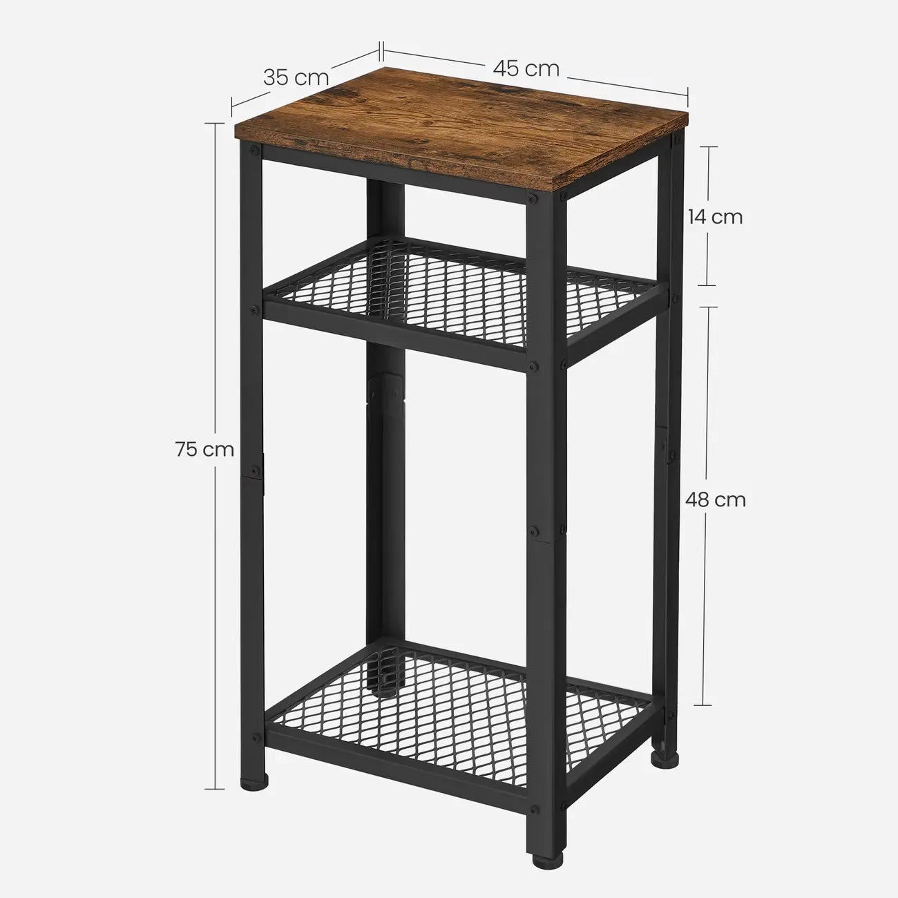 Table de chevet vintage industrielle haute en bois