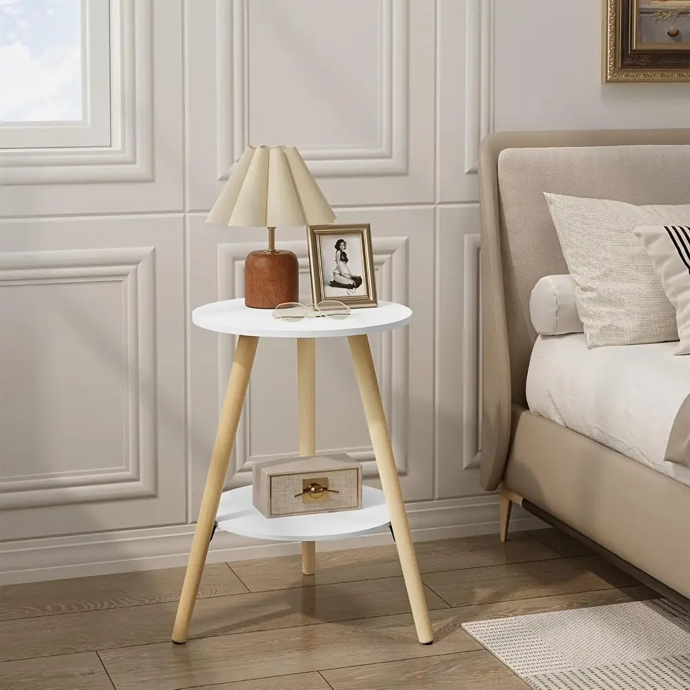 Table de chevet ronde moderne haute en bois