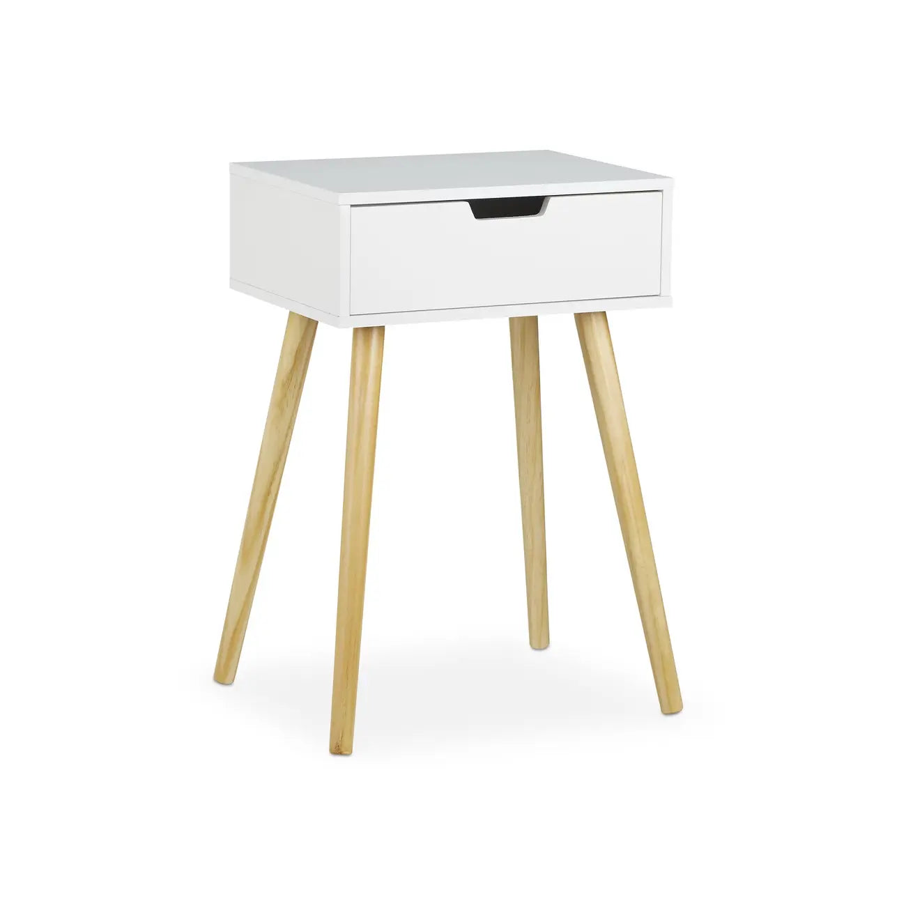 Table de chevet scandinave haute en bois blanc
