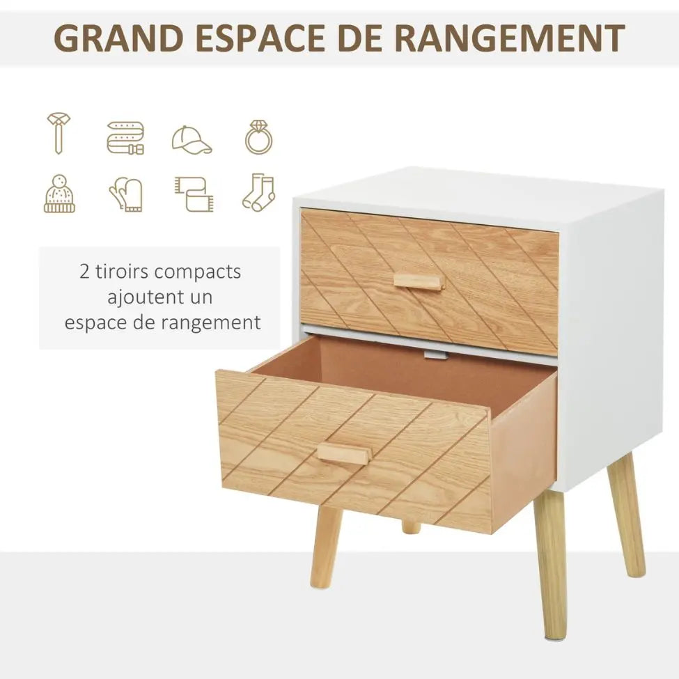 Table de chevet scandinave en bois massif