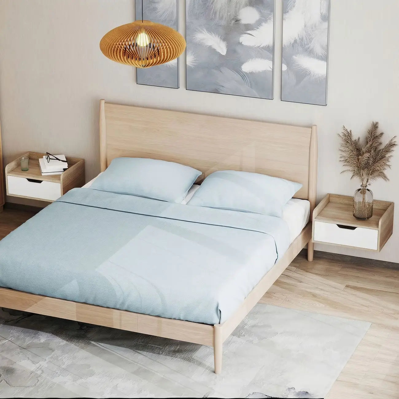 Lot de 2 tables de chevet scandinaves murales suspendues