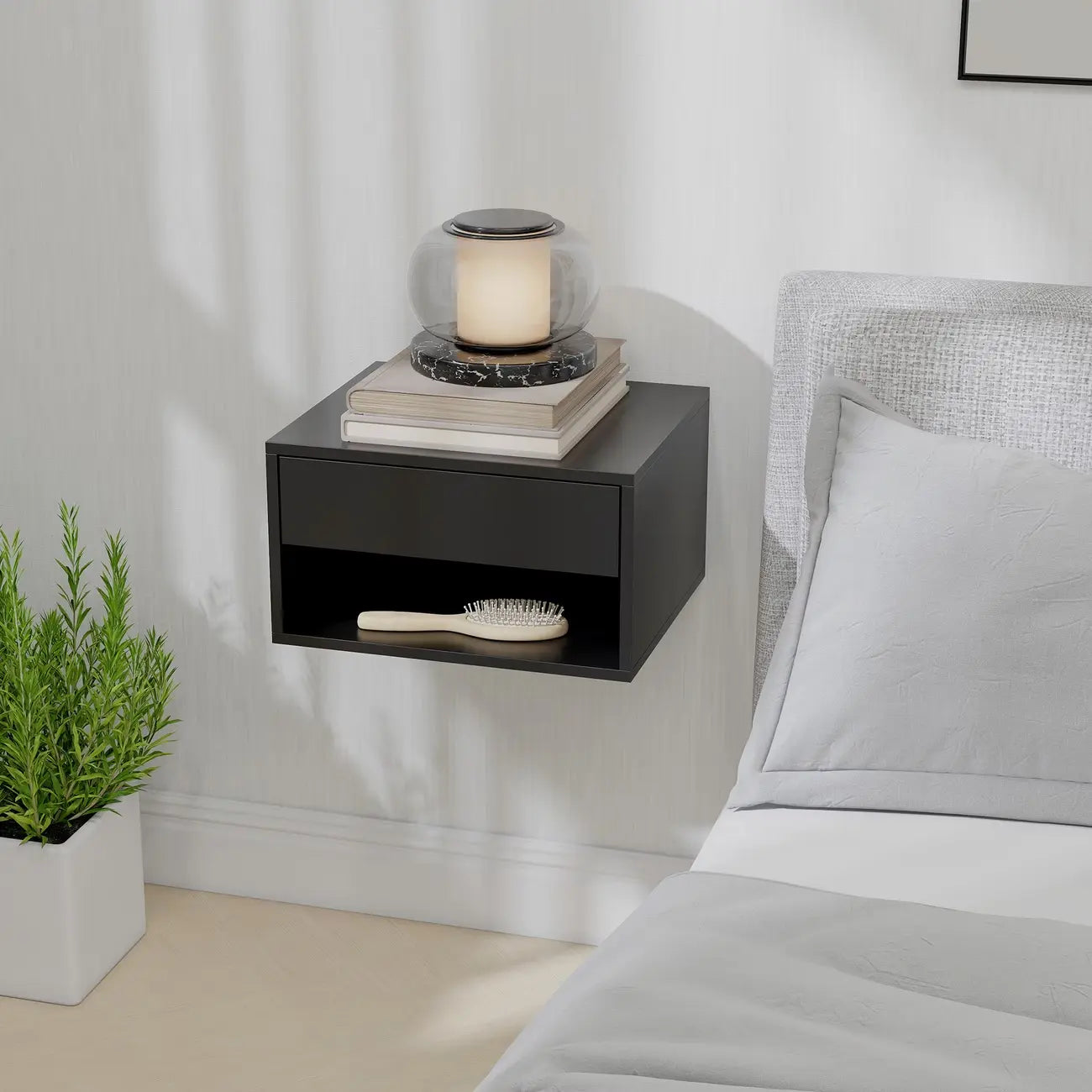 Table de Chevet Suspendue Moderne Noire