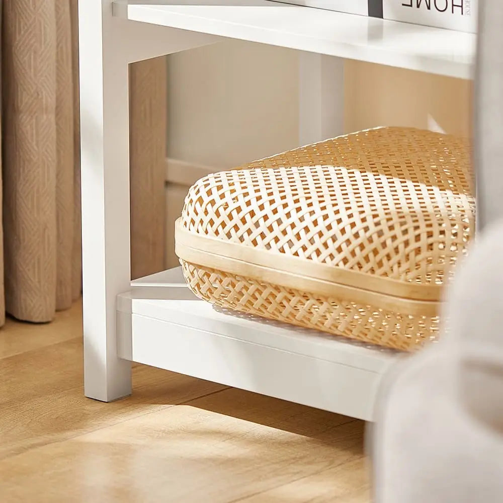 Table de chevet vintage bois blanc haute