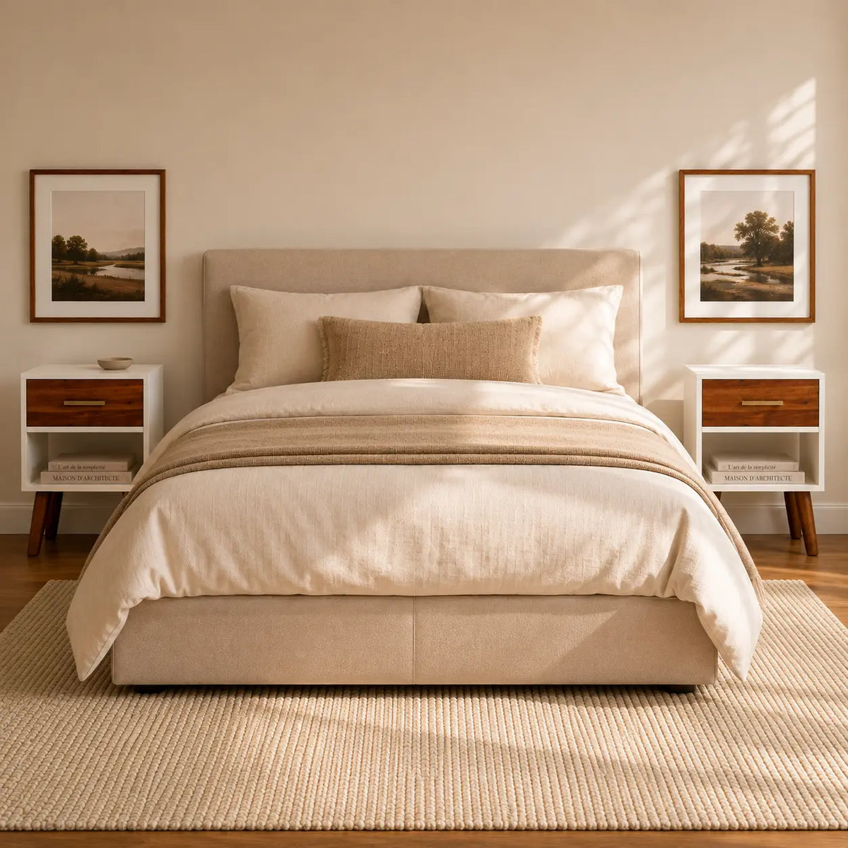 Table de Chevet Bois Massif Blanche Haute