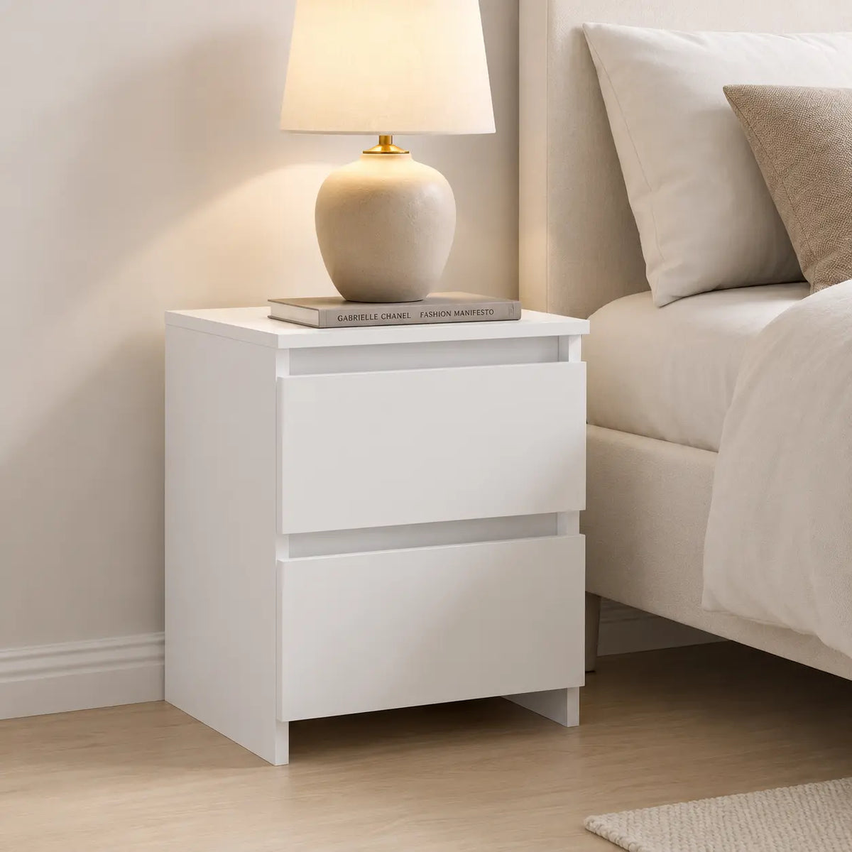 Table de Chevet Moderne Bois 2 Tiroirs