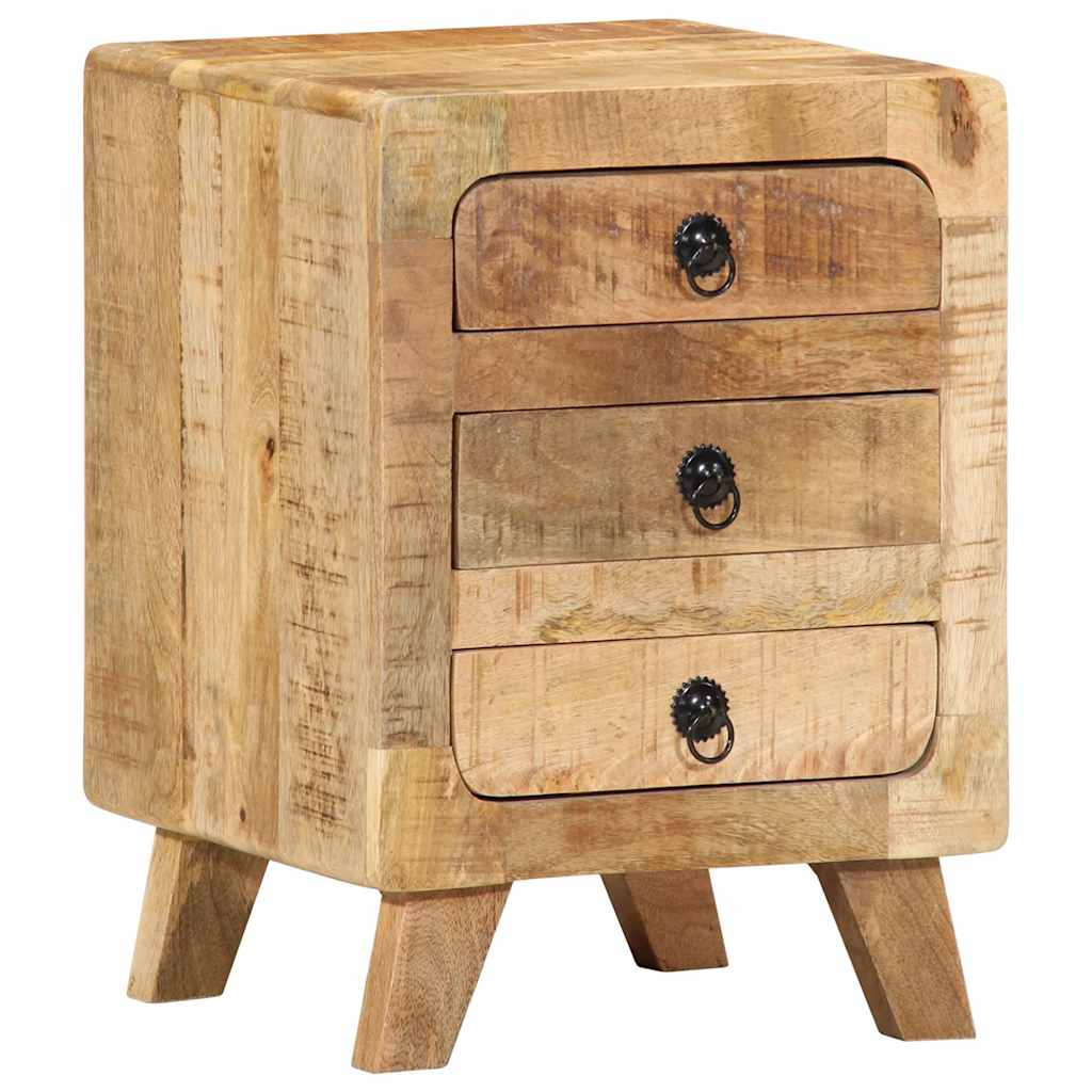 Table de Chevet Bois Massif Vintage 3 Tiroirs