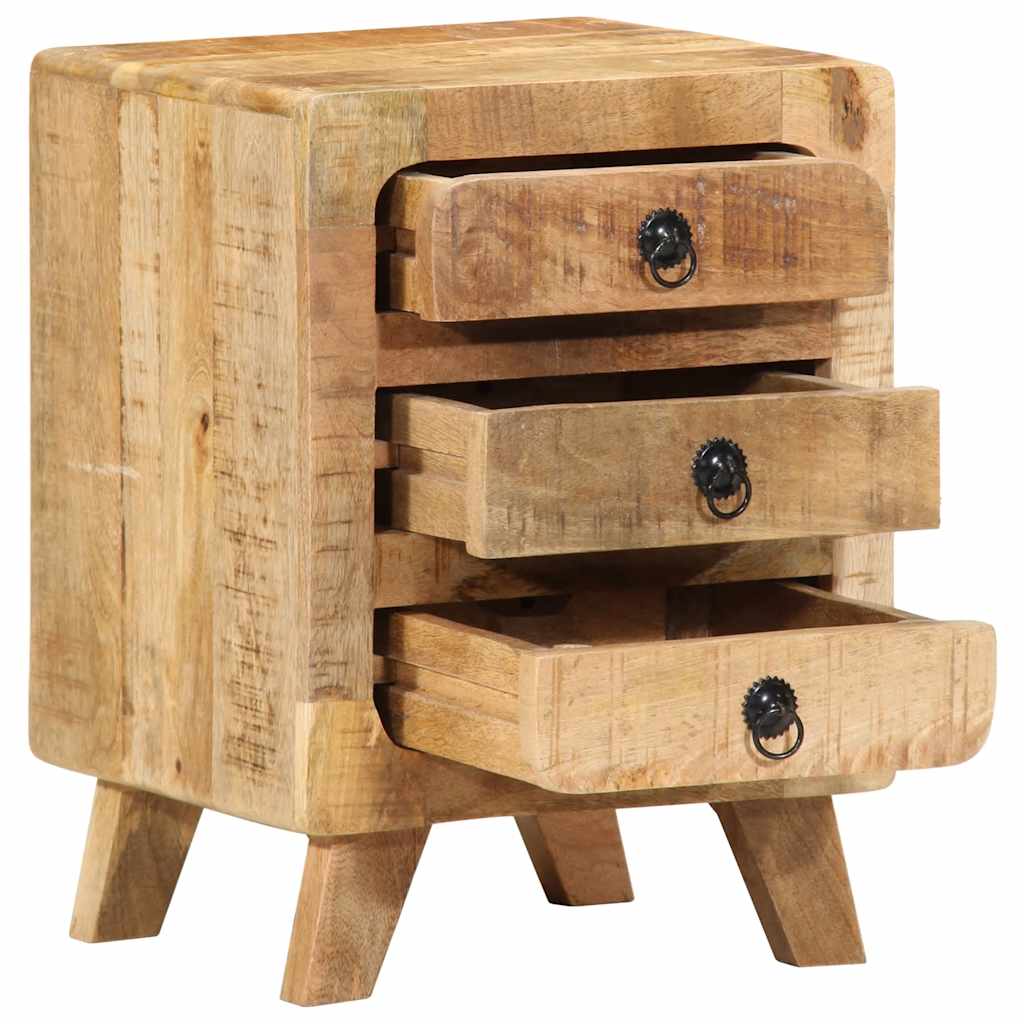 Table de Chevet Bois Massif Vintage 3 Tiroirs