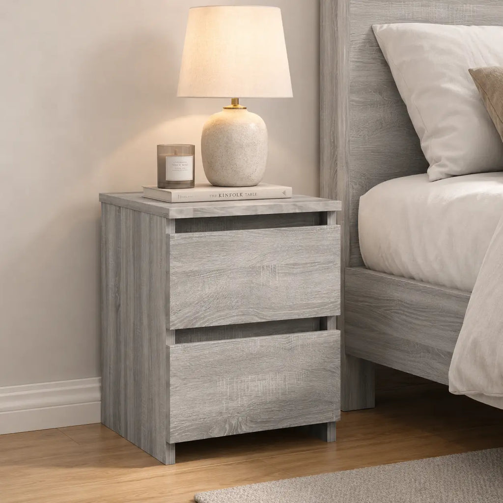 Table de Chevet Moderne Bois 2 Tiroirs
