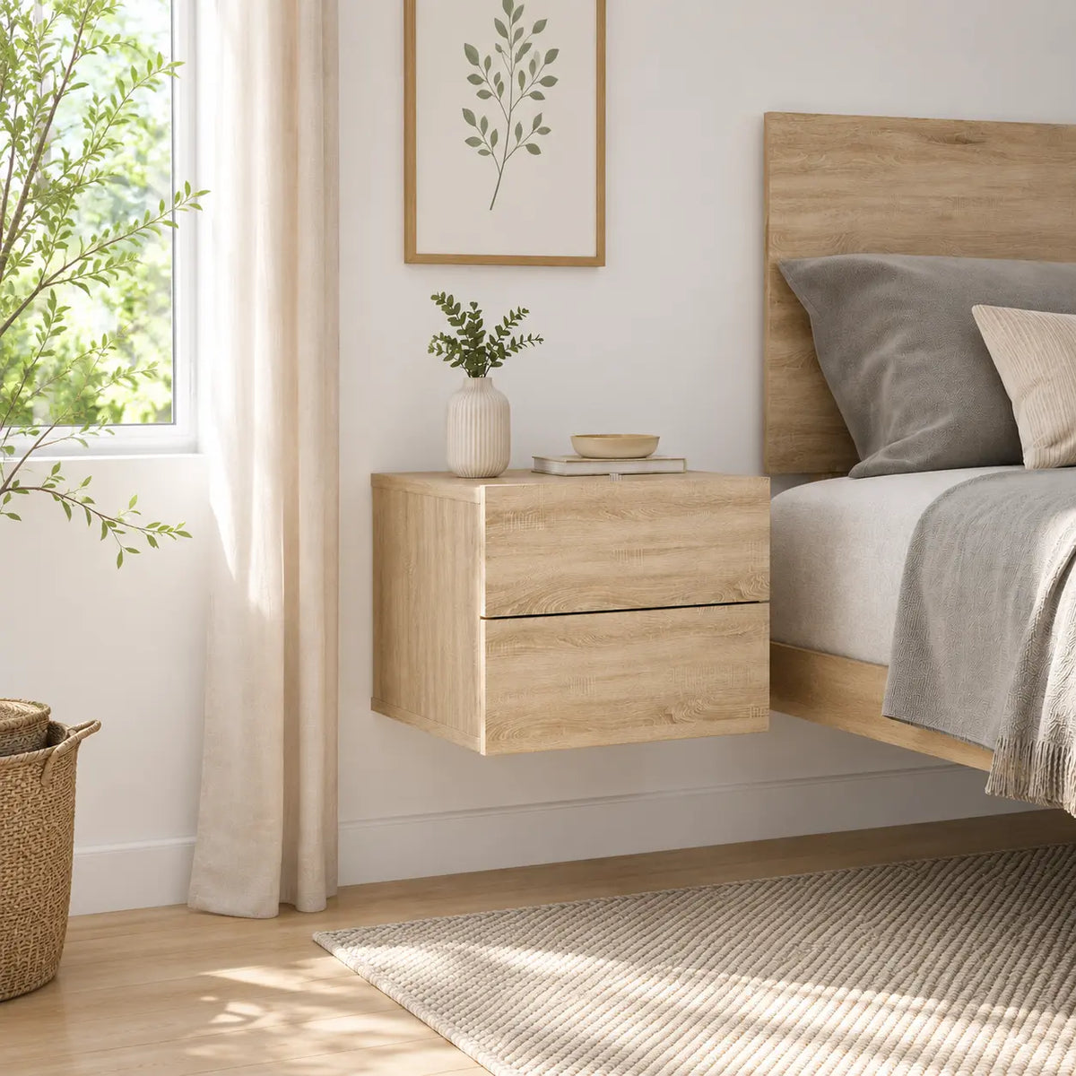 Table de Chevet Murale Suspendue Bois