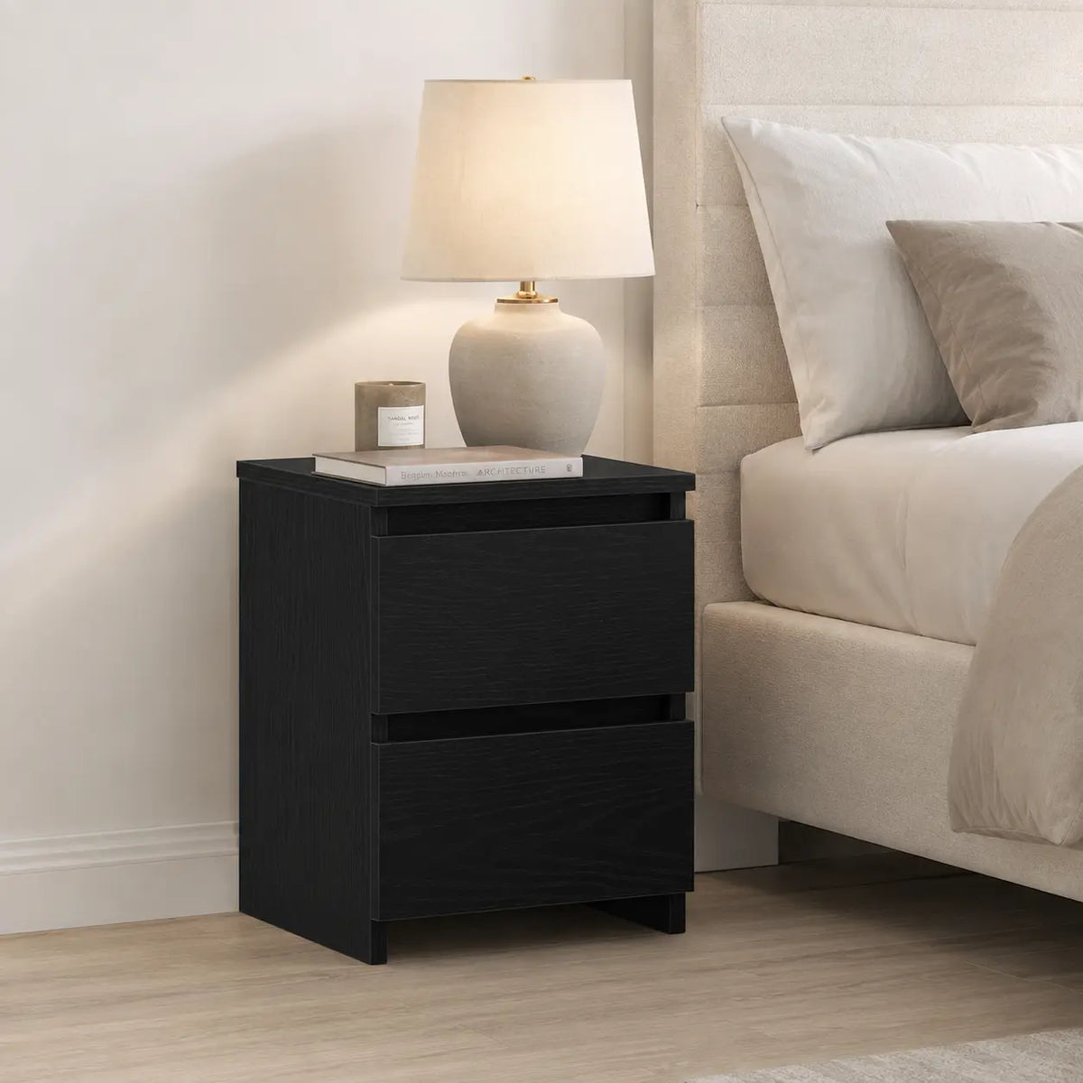 Table de Chevet Moderne Bois 2 Tiroirs