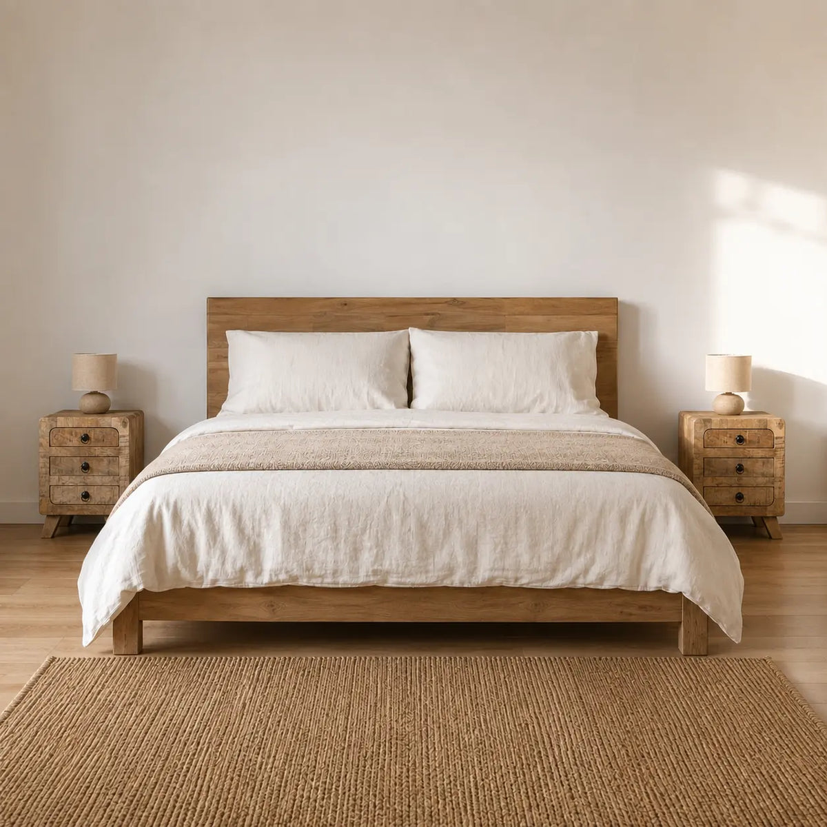 Chambre avec ses deux tables de chevet