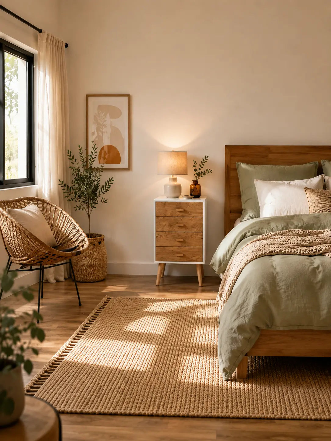 Chambre avec ses tables de chevet