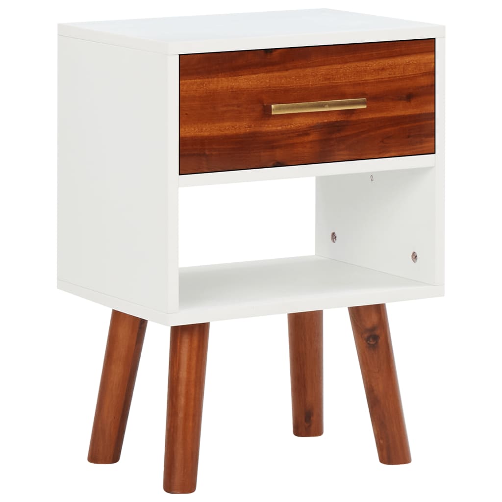 Table de Chevet Bois Massif Blanche Haute