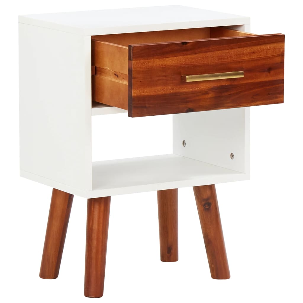 Table de Chevet Bois Massif Blanche Haute