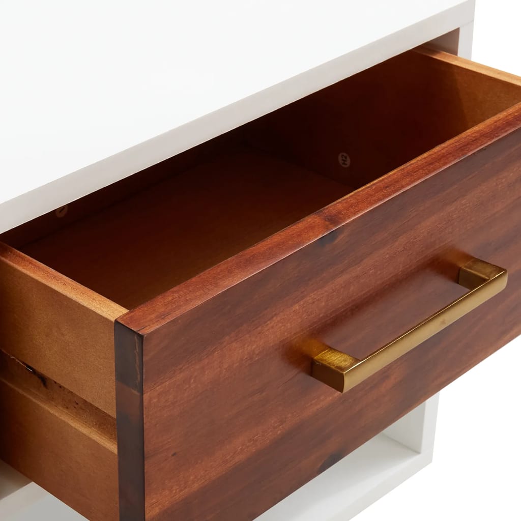 Table de Chevet Bois Massif Blanche Haute