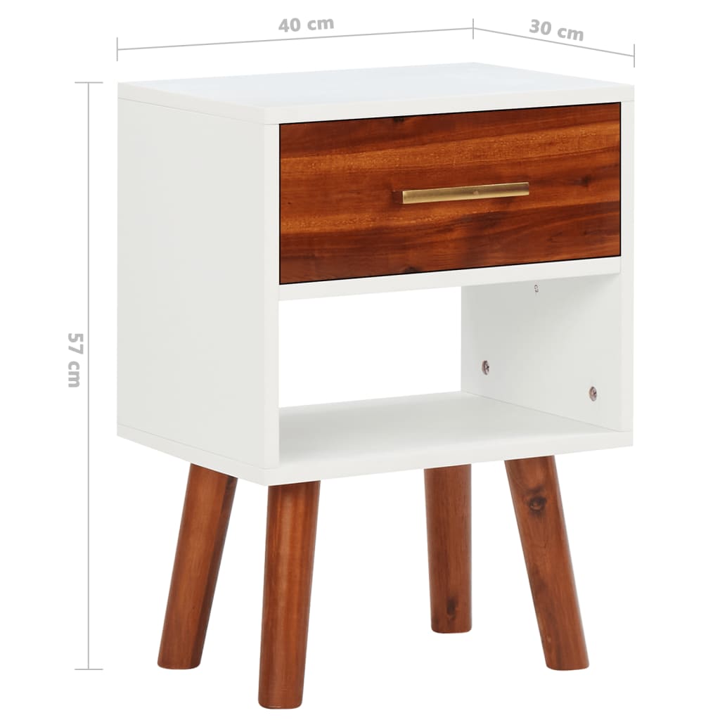 Table de Chevet Bois Massif Blanche Haute