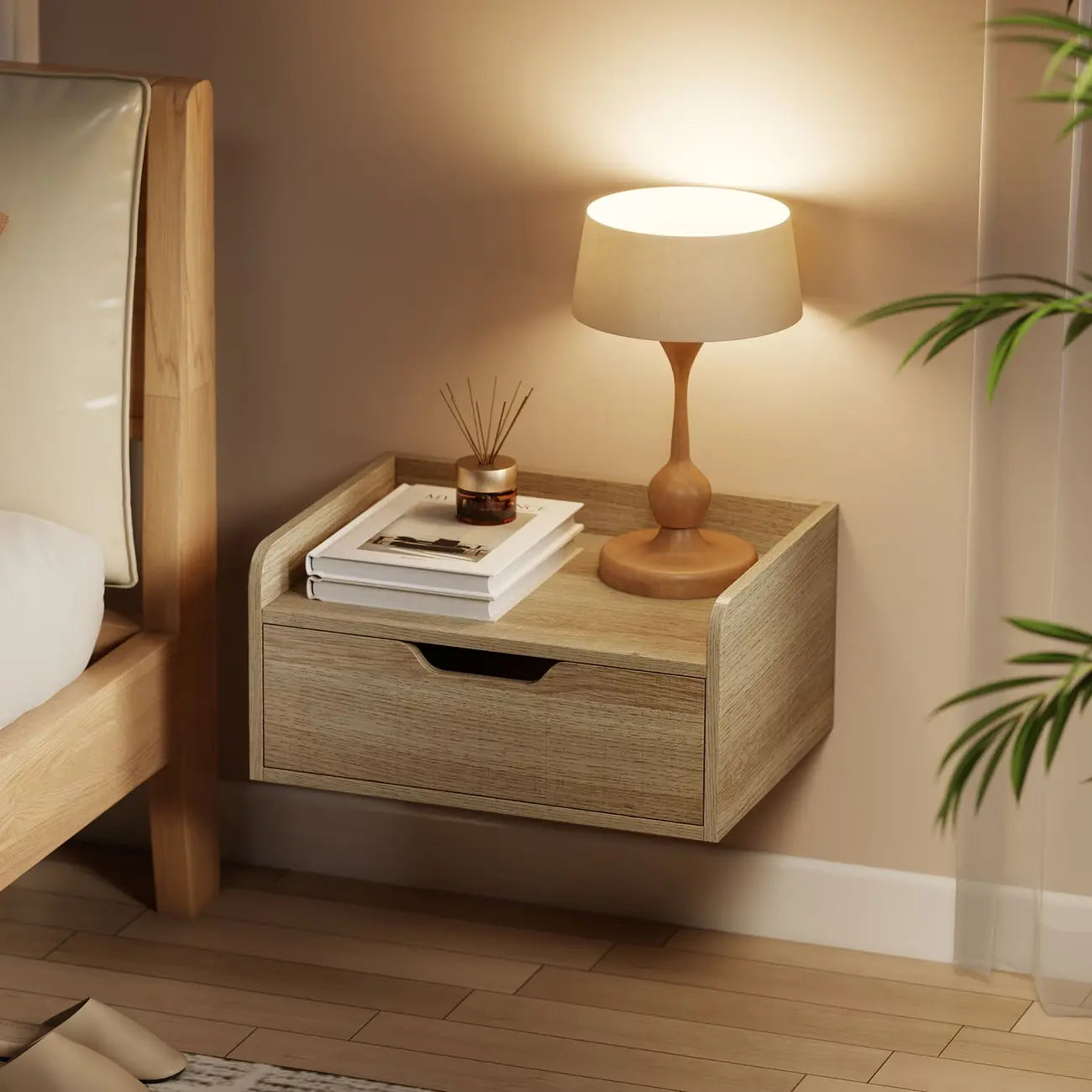 Tables de Chevet Beige Murale Suspendue