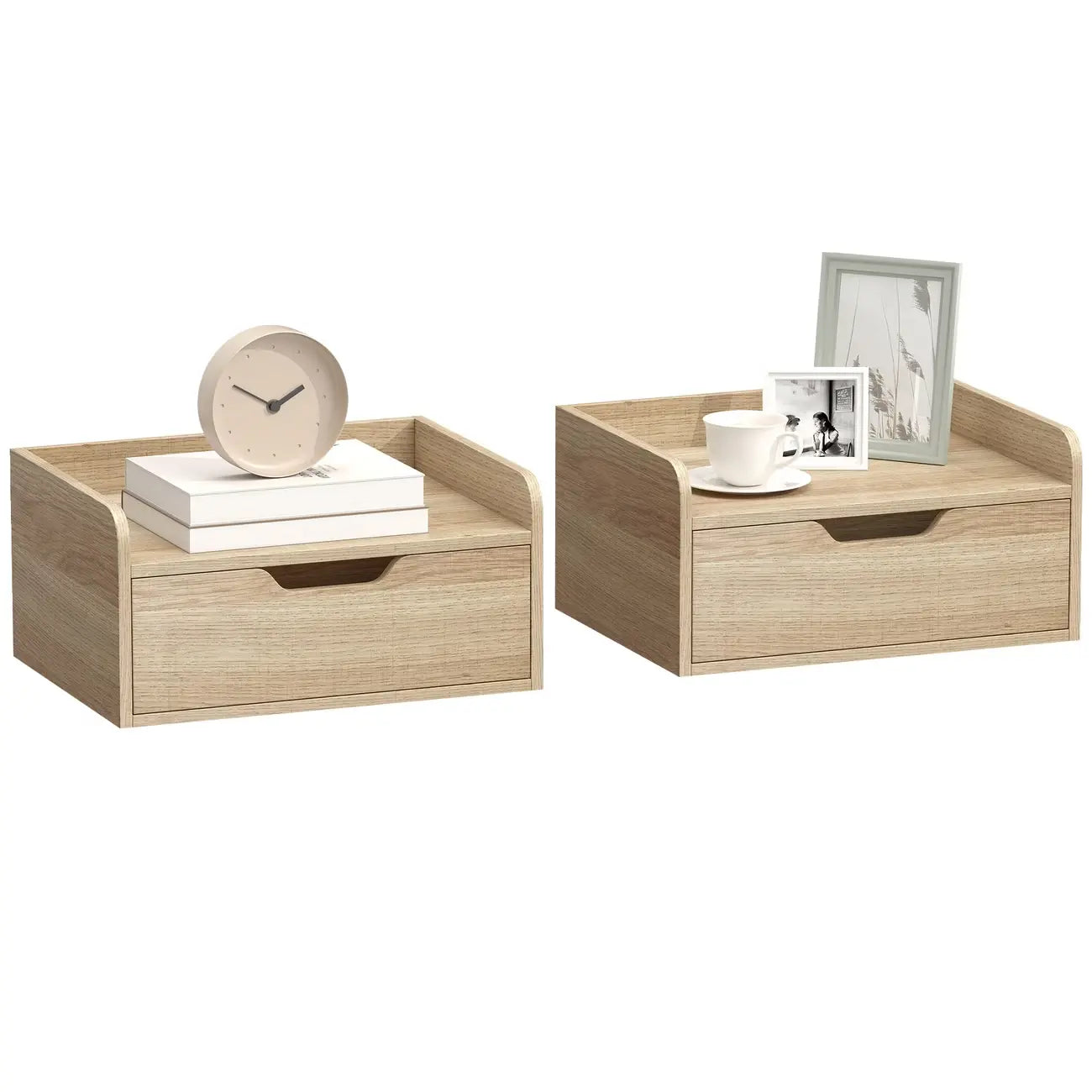 Lot de 2 Tables de Chevet Beige Murale Suspendue