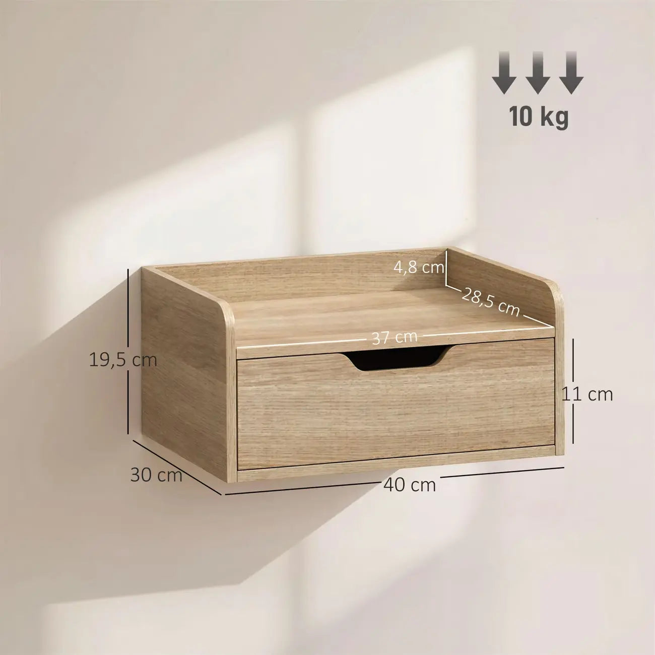 Lot de 2 Tables de Chevet Beige Murale Suspendue en Bois