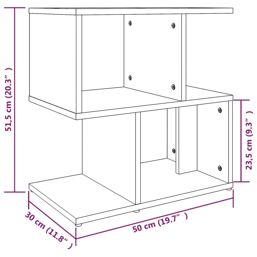 Schéma coté de Table de Chevet Design Bois