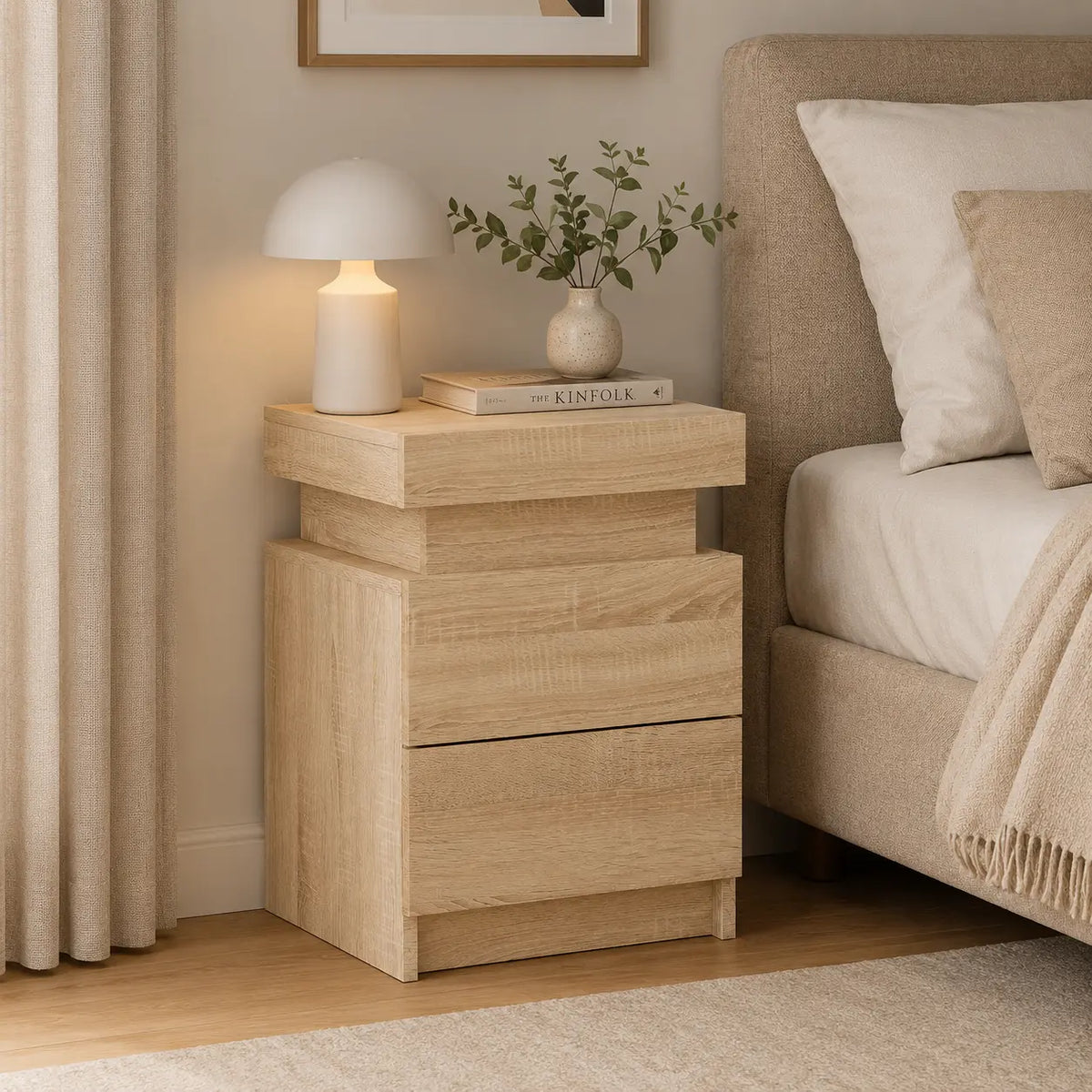 Table de Chevet Bois avec LED