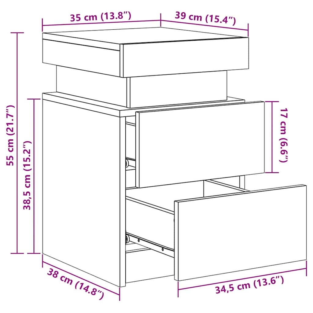 Table de Chevet Bois avec LED