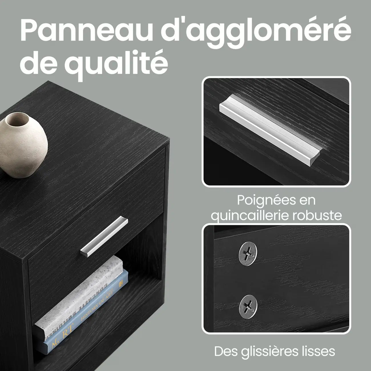 Table de chevet moderne à 1 tiroir avec rangement