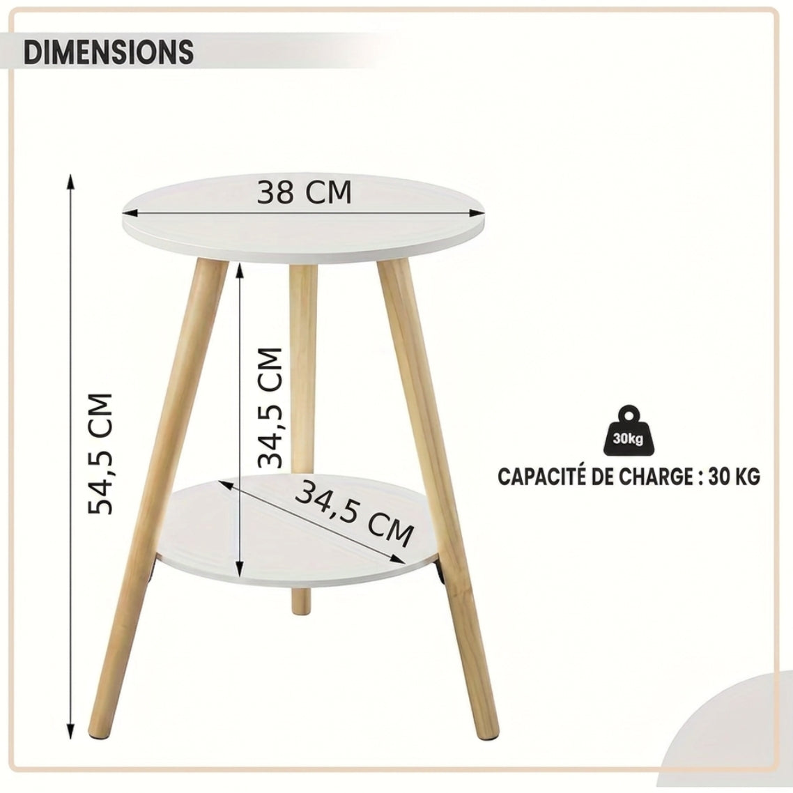 Table de chevet ronde moderne en bois