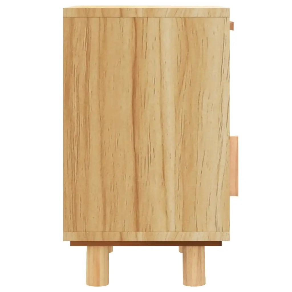 Table de Chevet Bois Massif et Rotin Naturel