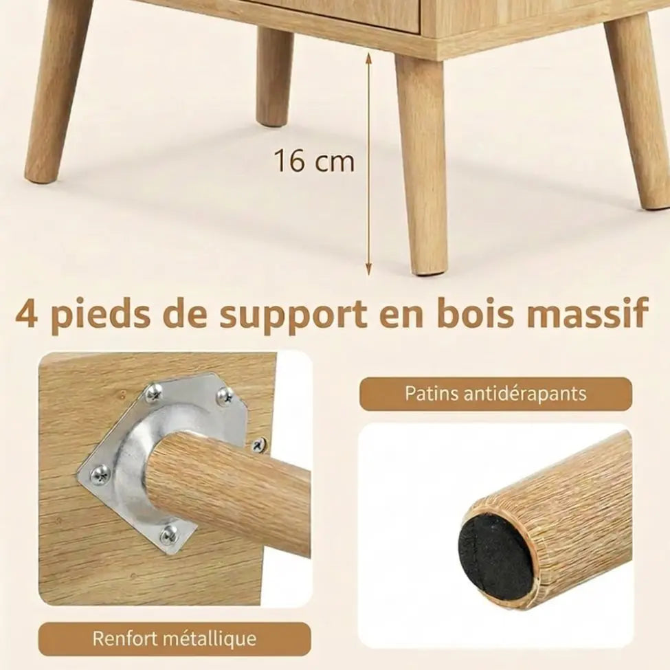 Table de Chevet Rotin Style Bohème