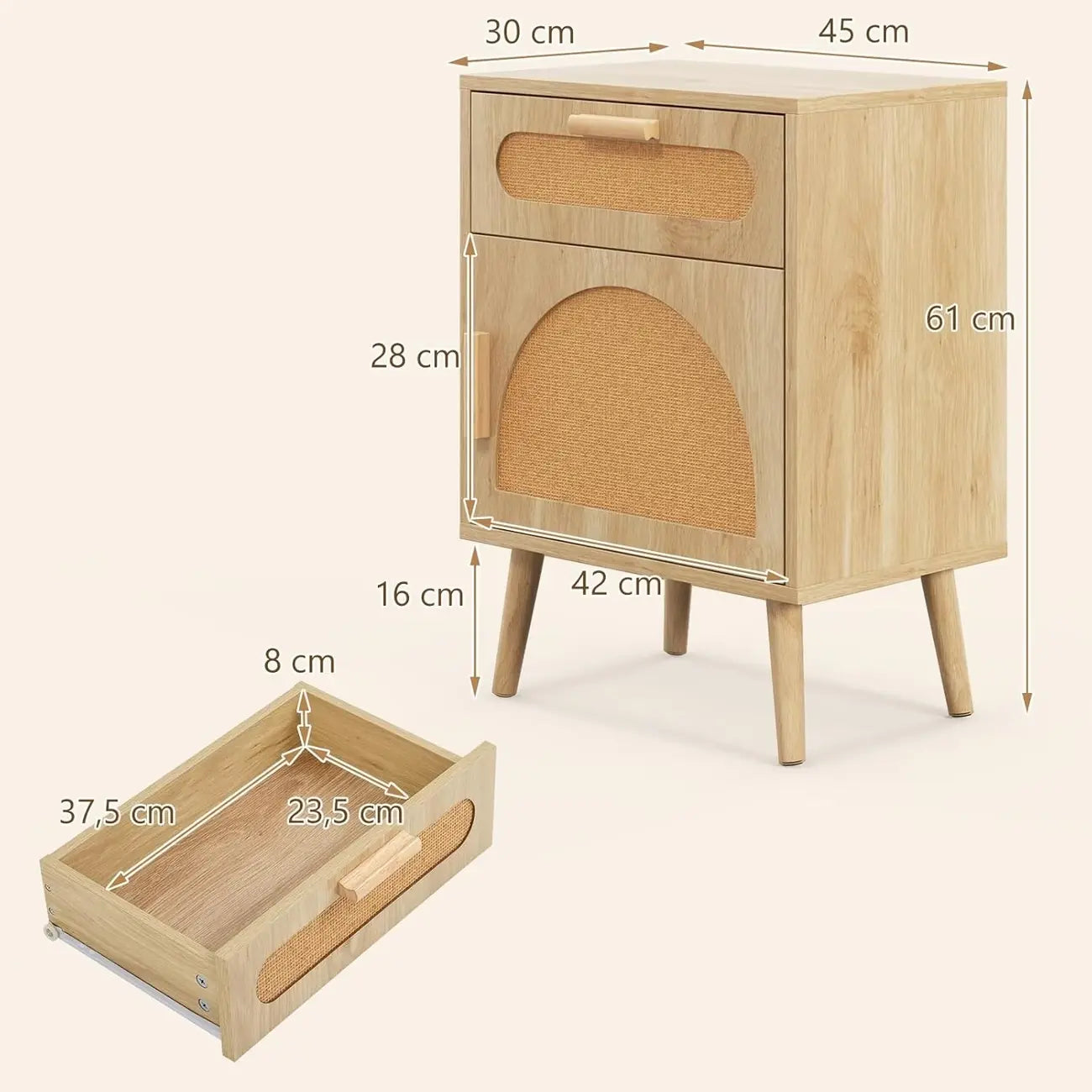 Table de Chevet Rotin Style Bohème