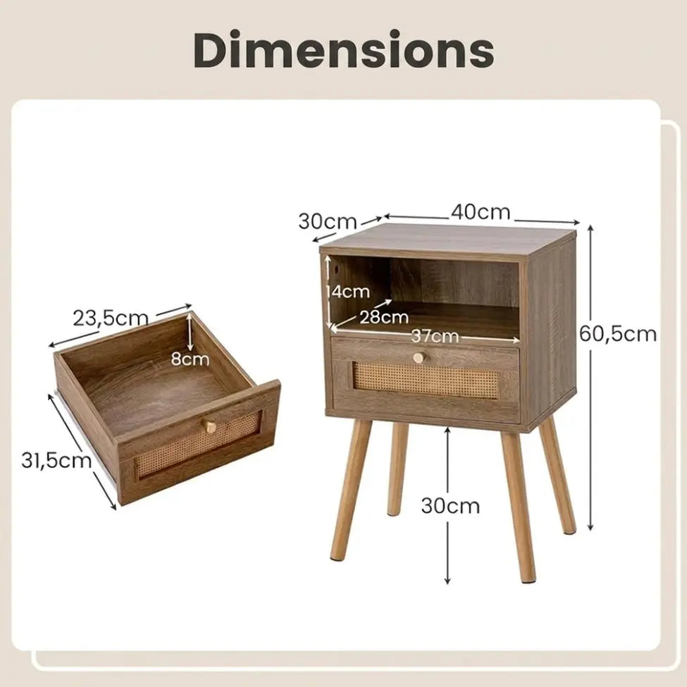 Table de Chevet Rotin Style Bohème