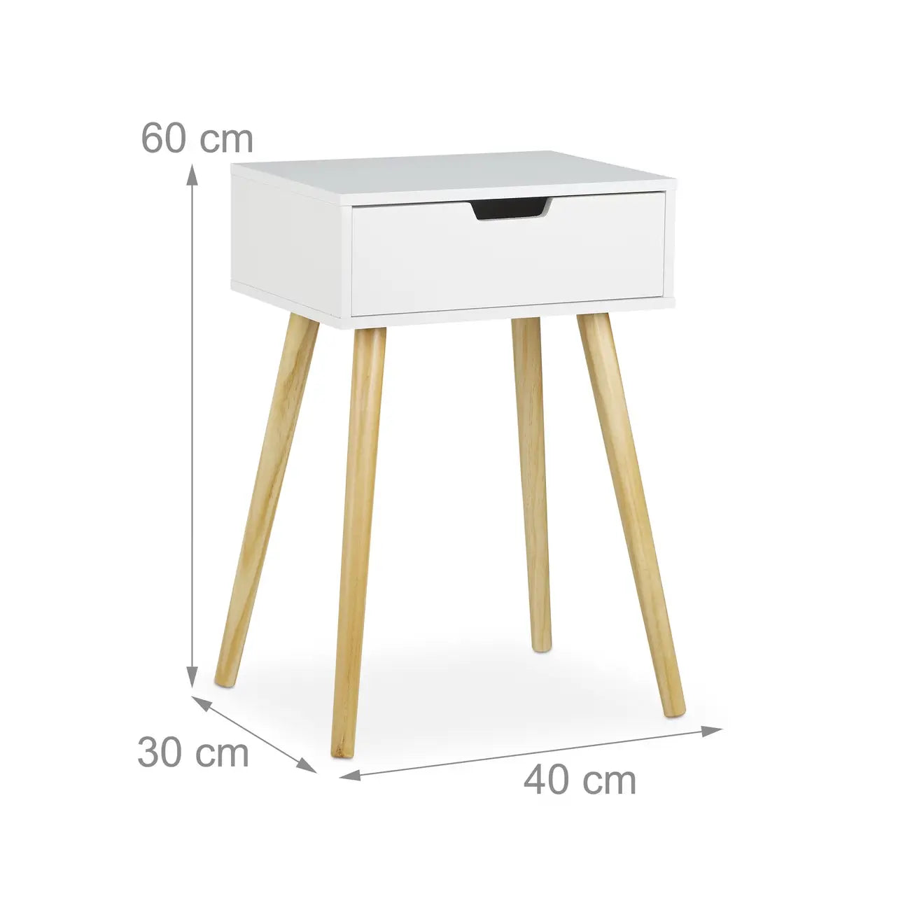 Table de chevet scandinave haute en bois blanc