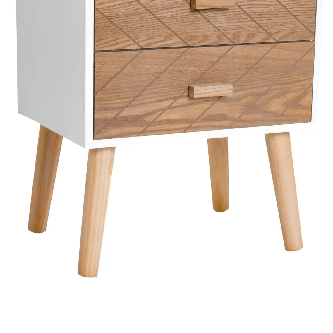Table de chevet scandinave haute en bois avec 4 tiroirs