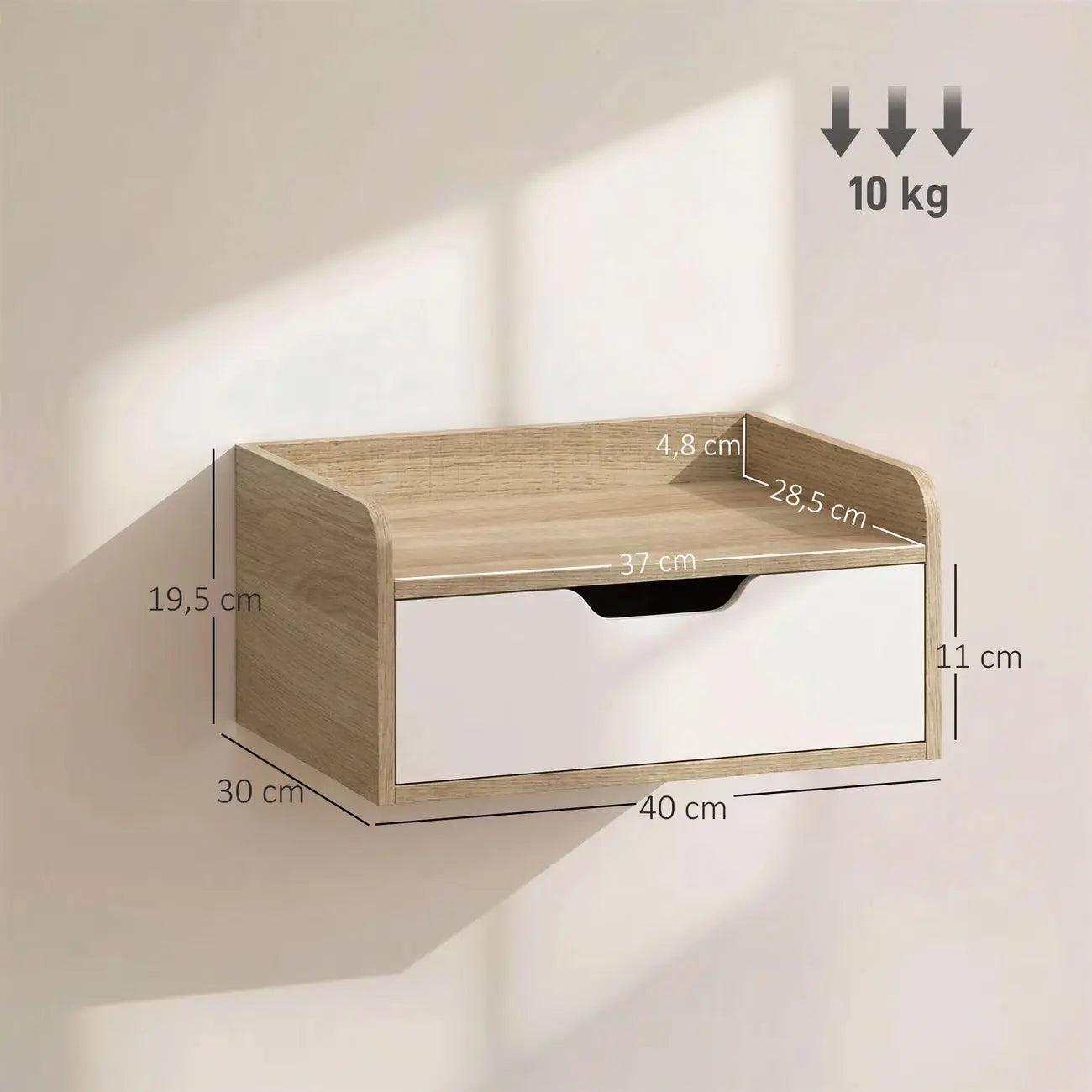 Lot de 2 tables de chevet scandinaves murales suspendues