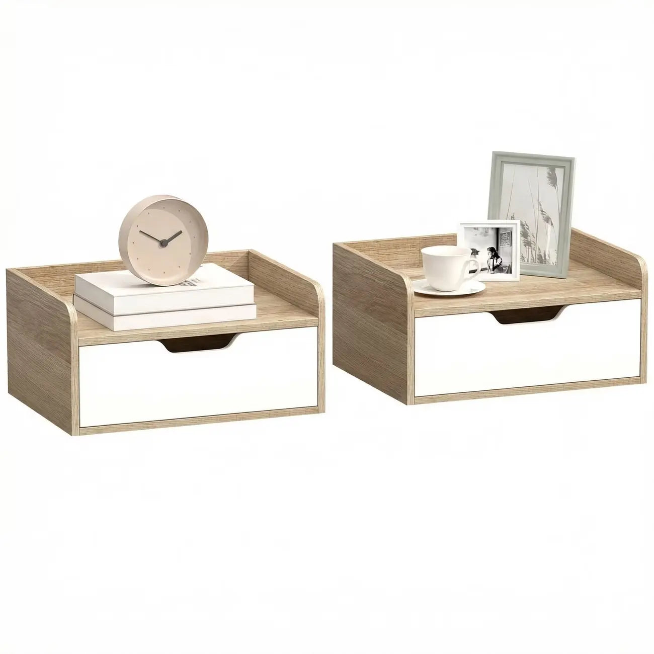 Lot de 2 tables de chevet scandinaves murales suspendues