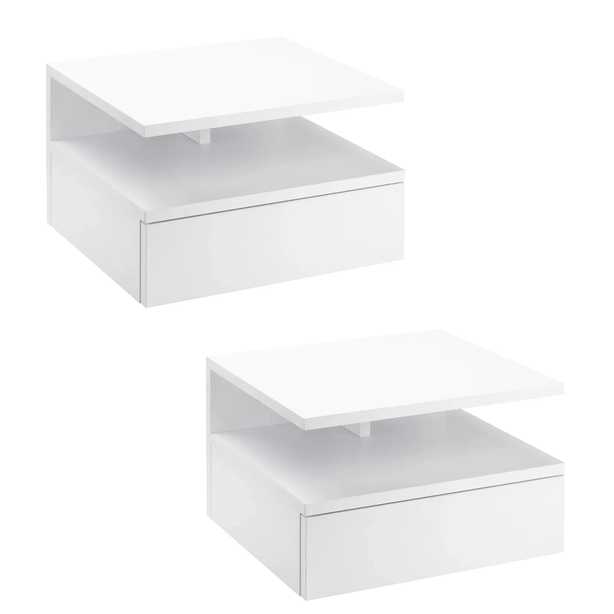 Lot de 2 Tables de Chevet Murales Suspendues avec Tiroir