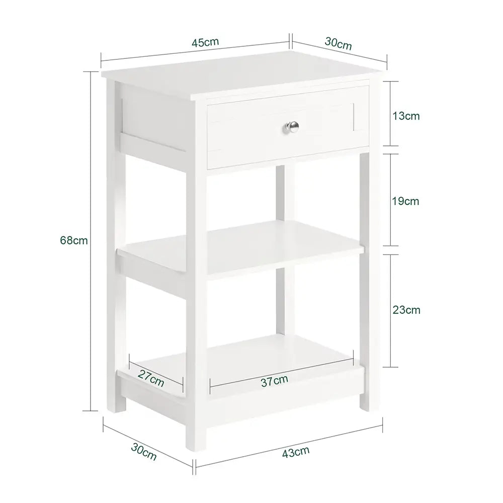 Table de chevet vintage bois blanc haute