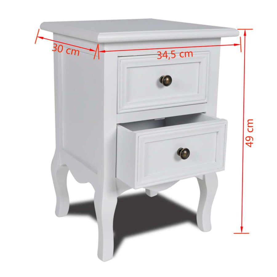 Schéma coté de Table de Chevet Vintage Blanche